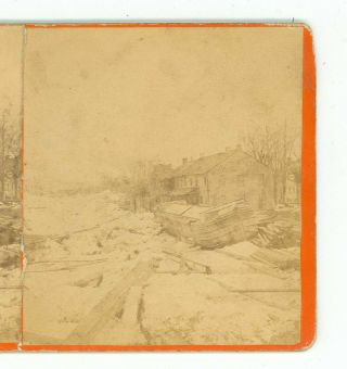 B3648 Canal Boat Stuck In Ice Gorge Of March,  1875,  Marietta Pennsylvania D