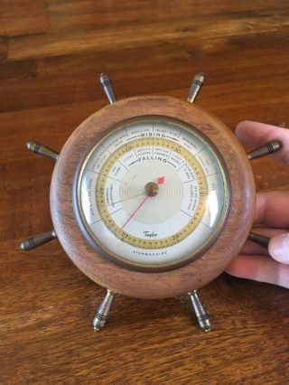 Vintage Taylor Instrument Co Stormoguide Ships Wheel Wood 1927 Nautical