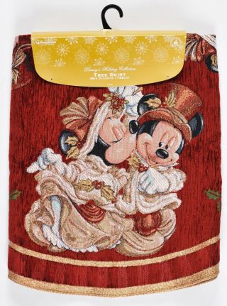 Disney Parks Mickey Minnie Mouse Victorian Christmas Tree Skirt Holiday