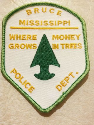 Mississippi State Bruce Police Patch - Motto - Tree - Vintage - Old