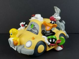 Vintage 1998 Looney Tunes Taxi Plastic Bank Taz Bugs Daffy Tweety Warner Bros Wb