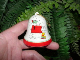 Vintage Peanuts - Snoopy Charlie Brown - Ceramic - Christmas Bell Ornament