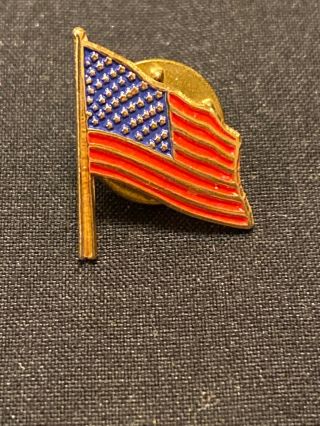Vintage American Waving Flag Lapel Pin Patriotic Red Blue Gold Usa