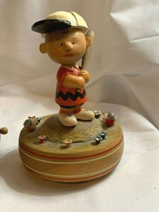 Charlie Brown Peanuts 1968 Anri Music Box Italy Reuge Take Me Out To Ball Game