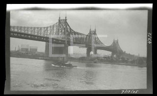 1925 Queensboro Bridge Manhattan Nyc York City Old Photo Negative 661b