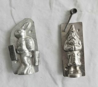 Two Vintage Chocolate Molds,  Rabbit And A Santa