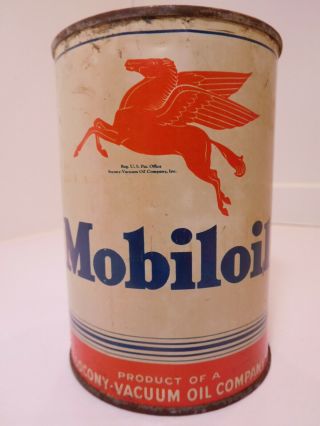 Vintage Socony - Vacuum Oil Co.  Mobiloil Empty Metal Oil Can With Pegasus