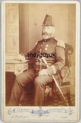 Cabinet Card Royal Naval Officer 2nd China War Medal Military Soldier Sailor