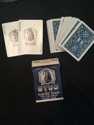 Vintage Stud Playing Cards Walgreens,  Blue Poker Size Linen Finish