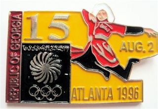 Atlanta 1996 Olympics Republic Of Georgia Noc Pin Folk Dance,  Day 15,  August 2