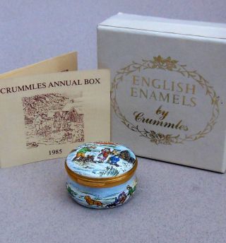 Crummles English Enamels Box Anno Domini 1985 Christmas Scene / Limited Ed.