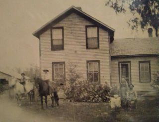 Tintype Of House And Family Ca 1880 