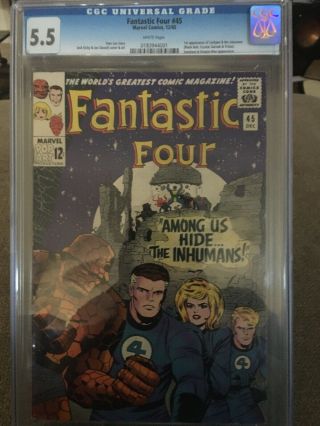 Fantastic Four 45 Cgc 5.  5 1st Appearance Of Lockjaw And The Inhumans Stan Lee