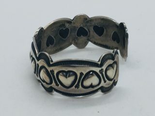Vintage Navajo Native American Sterling Silver Hearts & Arrows Cuff Bracelet 2