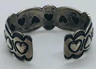 Vintage Navajo Native American Sterling Silver Hearts & Arrows Cuff Bracelet 3