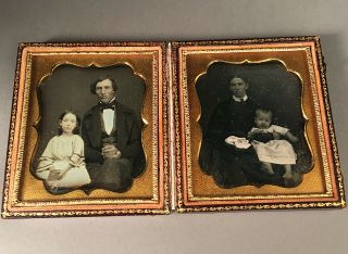 Two 1/6 Plate Daguerreotypes,  Family,  Seals,  No Wipes,  Double Case