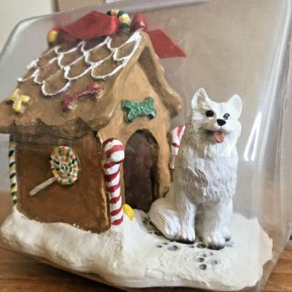 American Eskimo Christmas Ornament Gingerbread House White Dog Ornament