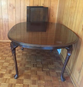 Vintage Ethan Allen Solid Wood Dining Table With 2 Leaves OBO 2