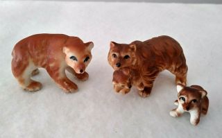 Bone China Miniature Grizzly Brown Bear Family Figurines Set Of 3 Japan