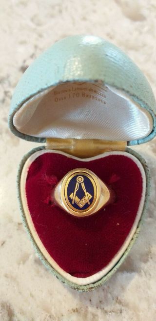 Vintage Masonic 9ct Gold Swivel Ring.  London 1980.  Blank Side Ready To Engrave.