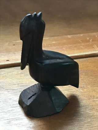 Small Carved Dark Brown Wood Wooden Pelican Bird Nautical Decoration Figurine –