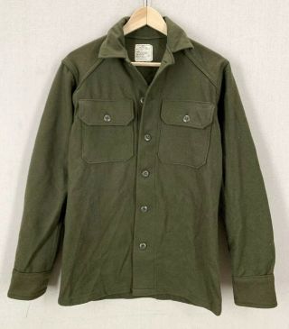 Vintage 1976 Us Military Wool Blend Green Field Shirt Jacket Xs Army Marines