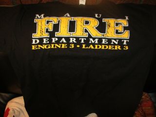Black Maui Fire Department Engine 3 Ladder 3 Logo T Shirt Large Hawaii