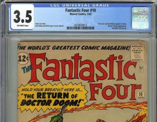Fantastic Four 10 CGC 3.  5 DOCTOR DOOM 1st app Stan Lee & Jack Kirby Marvel 3