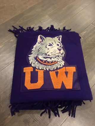 Vintage Pendleton Wool Stadium Blanket University Of Washington Huskies W/ Bag