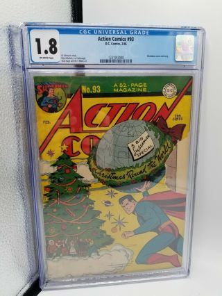 Action Comics 93 Cgc 1.  8 Feb 1946 Dc Classic Christmas Cover Off White Pages