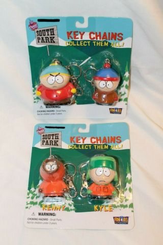 South Park Cartman/stan Plus Kenny/kyle Keychain Pairs Mip 1998 Fun 4 All