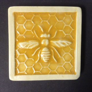 Little Honey Bee On Comb - Art Tile