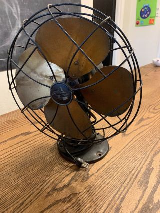 Vintage 1930s/40s Emerson Electric Fan Brass Blades Oscillating And