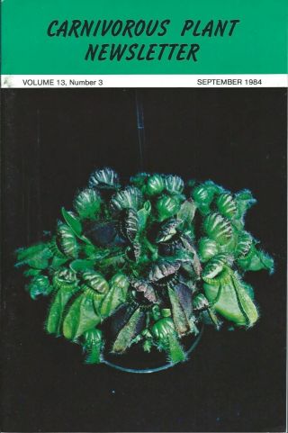 Carnivorous Plant Newsletter - Taxonomy Drosera Binata Dionaea Miscipula 09/84