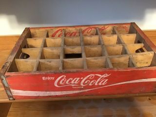 Vintage Coca - Cola Wooden Red Soda Pop 24 Bottle Crate Carrier Box Case Coke