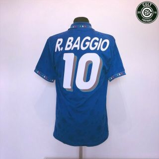 Baggio 10 Italy Vintage Diadora Home Football Shirt Usa 94 1993/94 (m) Italia