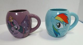 Set Of 2 My Little Pony Coffee Mugs Rainbow Dash Twilight Sparkle 13 Oz Each