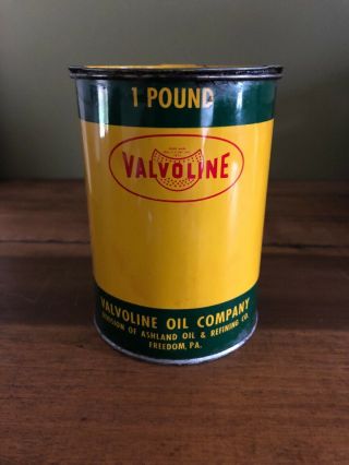 Rare Vintage Valvoline Grease 1 Lb Pound Can Lubricant Gas Oil Petro