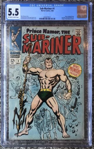 Sub - Mariner 1 Cgc 5.  5 Ow - White Pages 1968 1st Issue Big Silver Age Key Nr L@@k