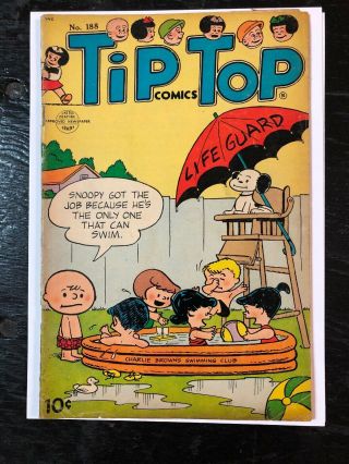 Tip Top Comics 188,  Peanuts,  Snoopy,  Charlie Brown,  Rare Comic Charles Schulz
