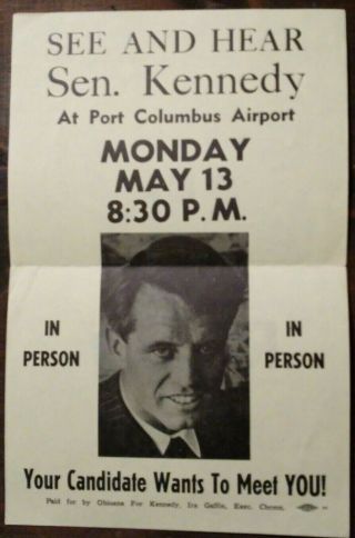 Rfk Campaign Flyer,  5.  5 By 8.  5 Inches.