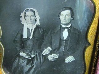 Husband & Wife Each Holding An Open Photograph Case Daguerreotype Photograph