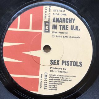 Sex Pistols 7” Anarchy In The Uk Australian Emi Pressing Emi - 1 334a/b