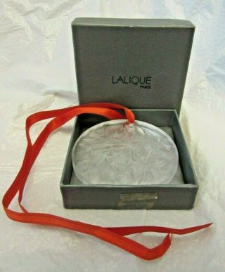 Vintage Lalique Paris Glass Noel 1988 Christmas Ornament Holly Design
