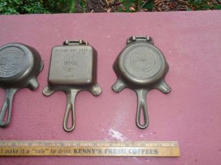 3 Early GRISWOLD Cast Iron Ashtrays - ALL DIFFERENT 3