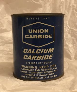 Vintage Union Carbide Corp Ny Miners Lamp Calcium Carbide 2 Pounds Can Empty