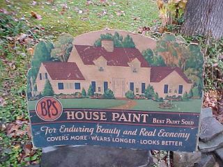 1930s Bps Paint Store Diecut Cardboard Advertising Store Display Sign
