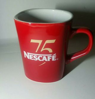 ☕nescafe Coffee Red Mug Cup 75 Year Anniversary Promotional 2013 Nestle Rare A2