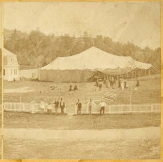 TENT IN WHICH HENRY WARD BEECHER PREACHES TWIN MOUNTAIN HOUSE NH STEREOVIEW 3