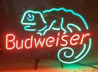 Vintage Budweiser Beer Louie - The - Lizard Neon Tavern Bar Sign Light